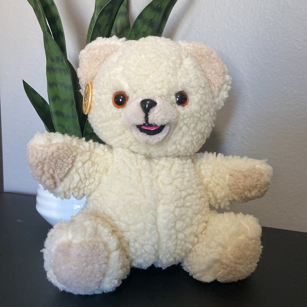 Vintage 1986 Snuggle Bear Hand Puppet: Adorable Cream Teddy Bear Plush - Picture 7 of 14